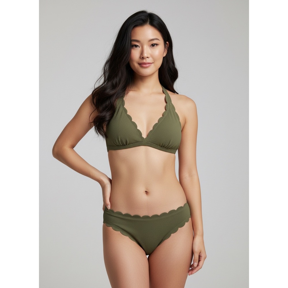 CUPSHE Olive Green Scalloped Bikini Set | NWT - SIZE L